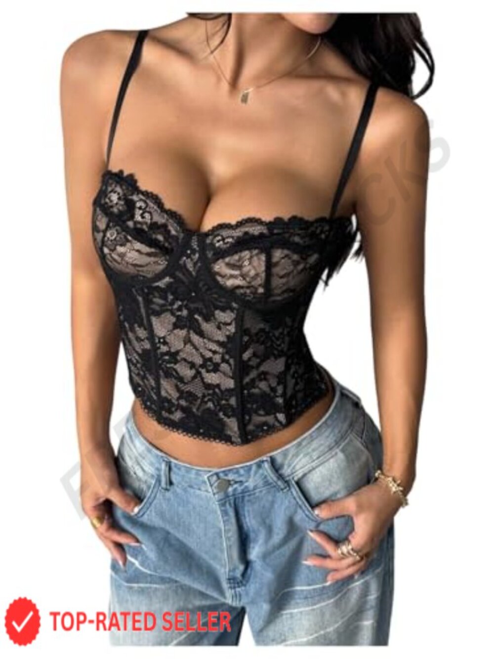 Lace Bustier Crop Top Sleeveless Hook and Eye Camisole Y2K